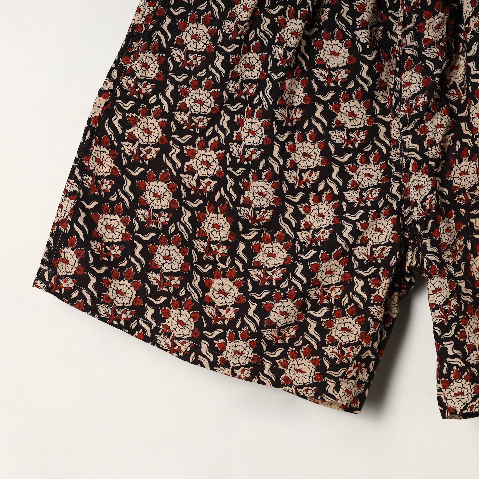 Black - Block Print Cotton Unisex Bagru Shorts/Boxer 13