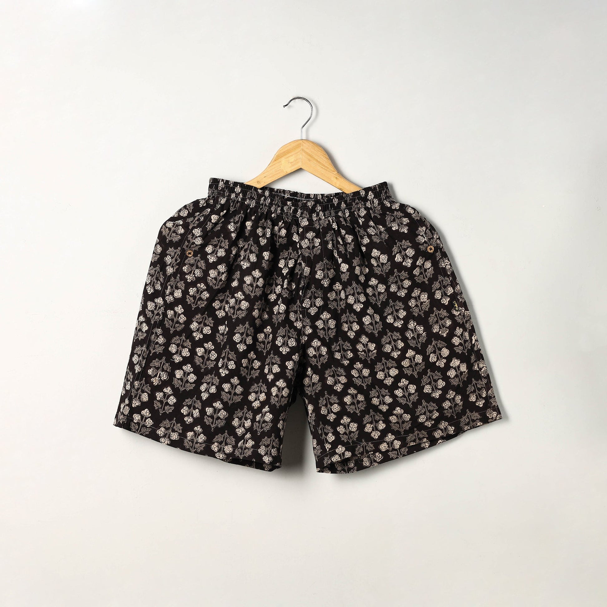Black - Block Print Cotton Unisex Bagru Shorts/Boxer 11