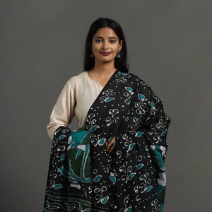 Black - Cotton Hand Batik Print Dupatta 33