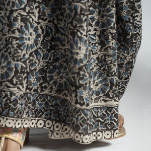 Black - Pedana Block Print Cotton Kalamkari Saree