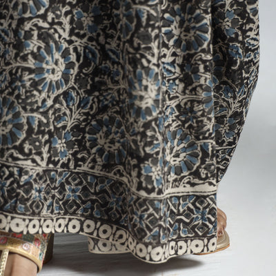 Black - Pedana Block Print Cotton Kalamkari Saree