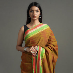 Brown - Begampuri Handloom Cotton Saree