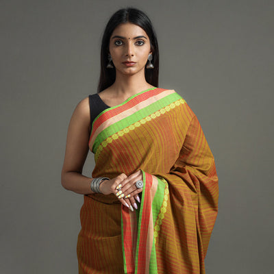 Brown - Begampuri Handloom Cotton Saree