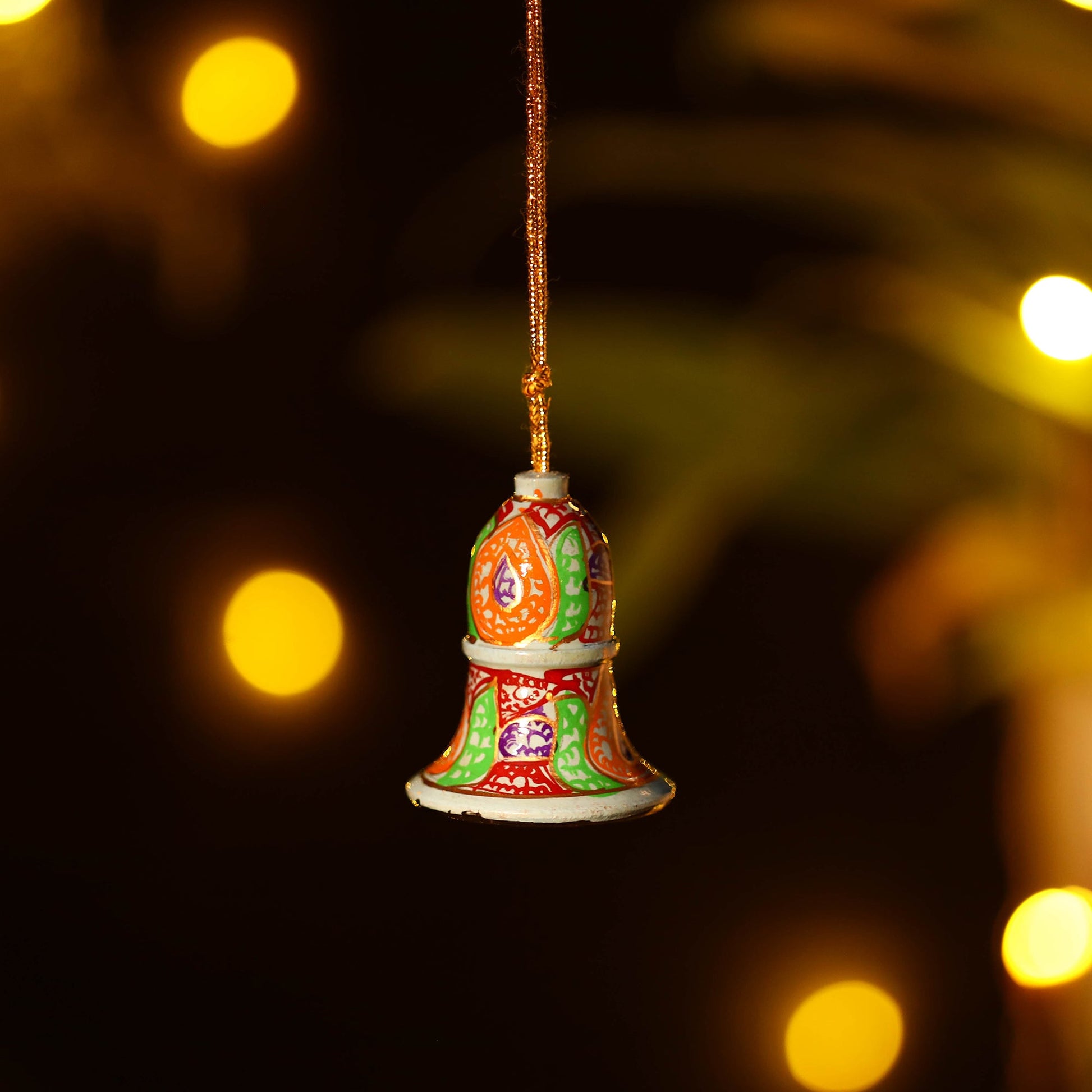 Bell - Kashmir Handpainted Wooden Christmas Ornament (2 Inches)