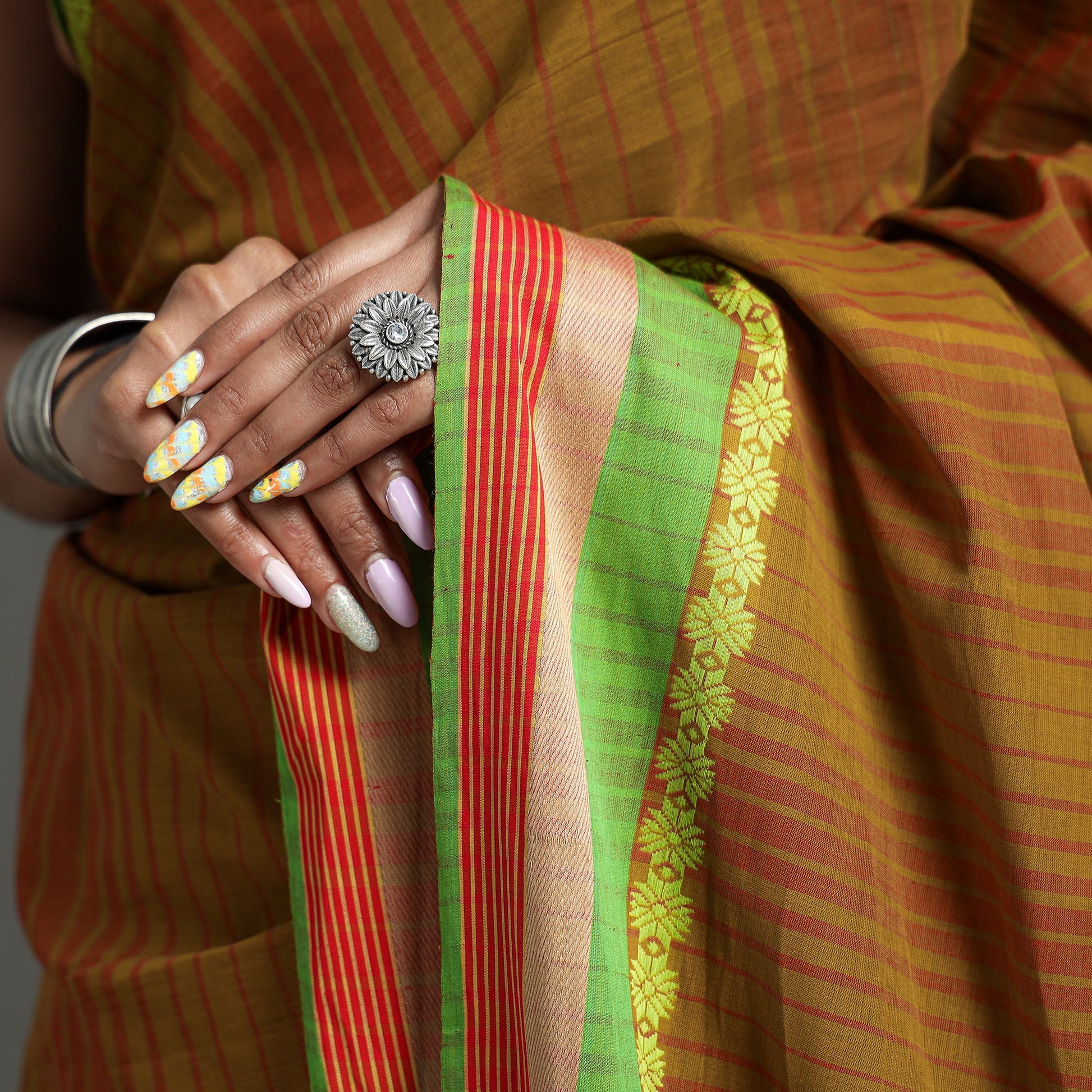 Brown - Begampuri Handloom Cotton Saree