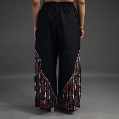 Black - Kantha Hand Embroidery Palazzo in Cotton 36
