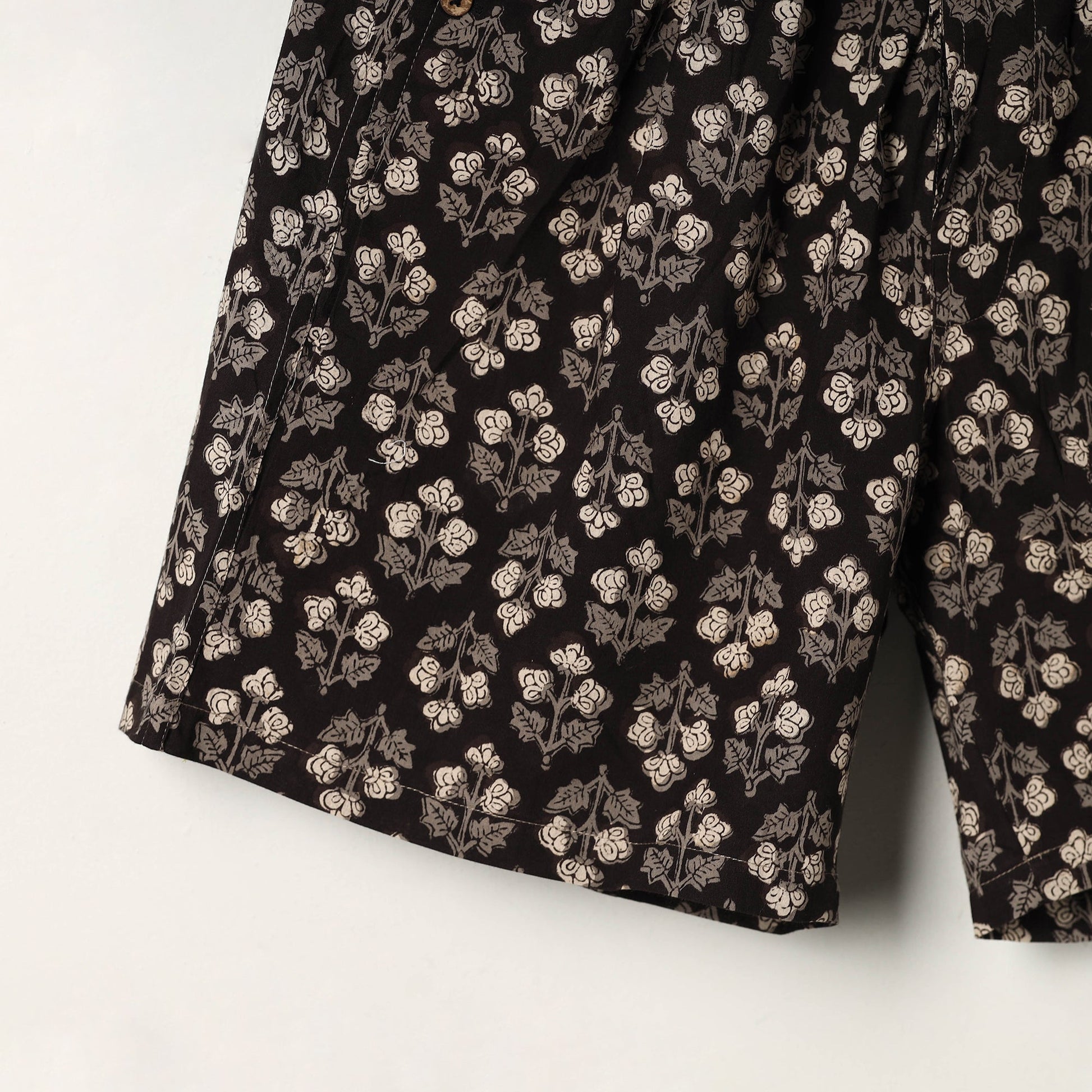 Black - Block Print Cotton Unisex Bagru Shorts/Boxer 11