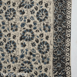 Black - Pedana Block Print Cotton Kalamkari Saree