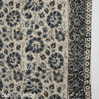 Black - Pedana Block Print Cotton Kalamkari Saree