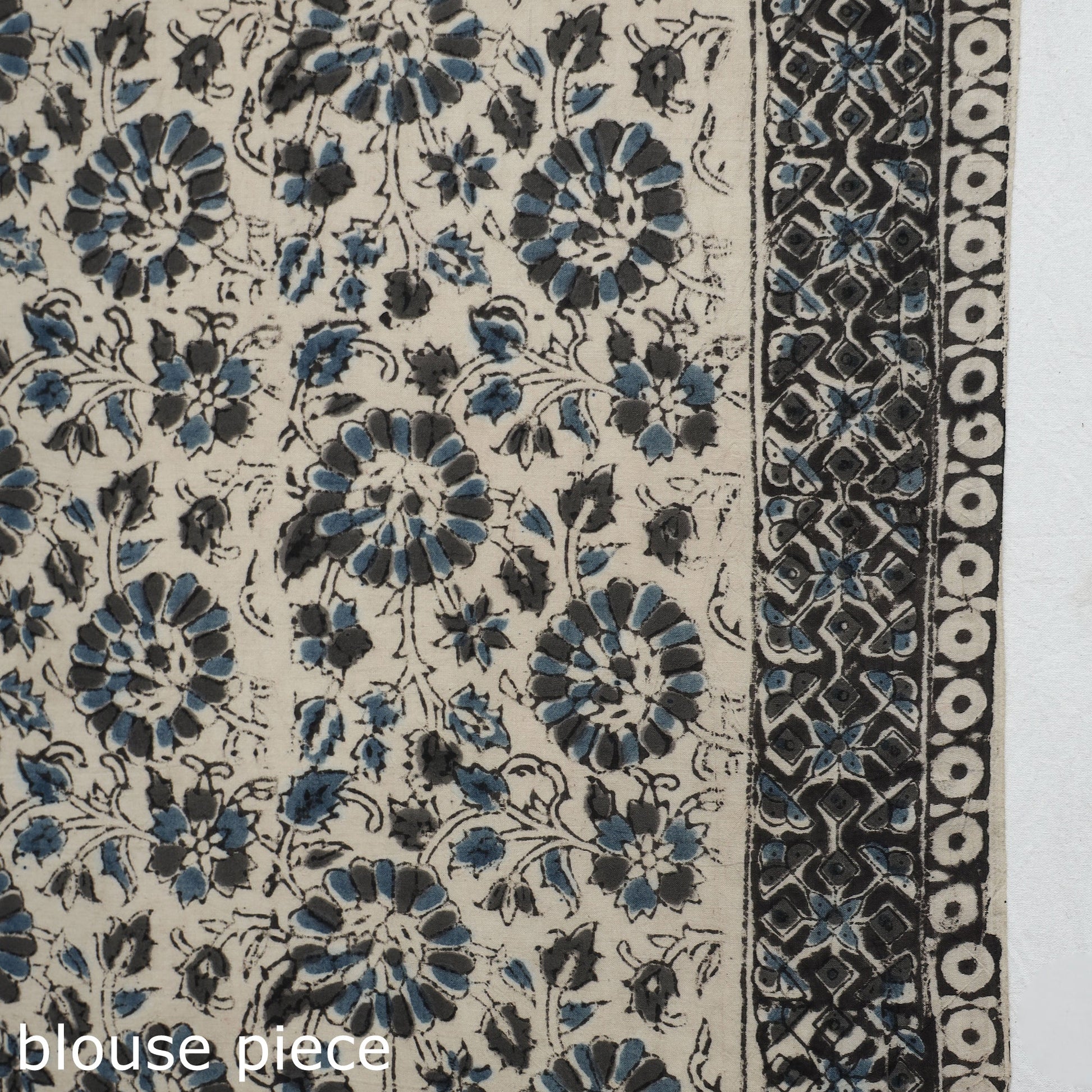 Black - Pedana Block Print Cotton Kalamkari Saree