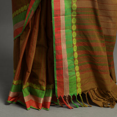 Brown - Begampuri Handloom Cotton Saree