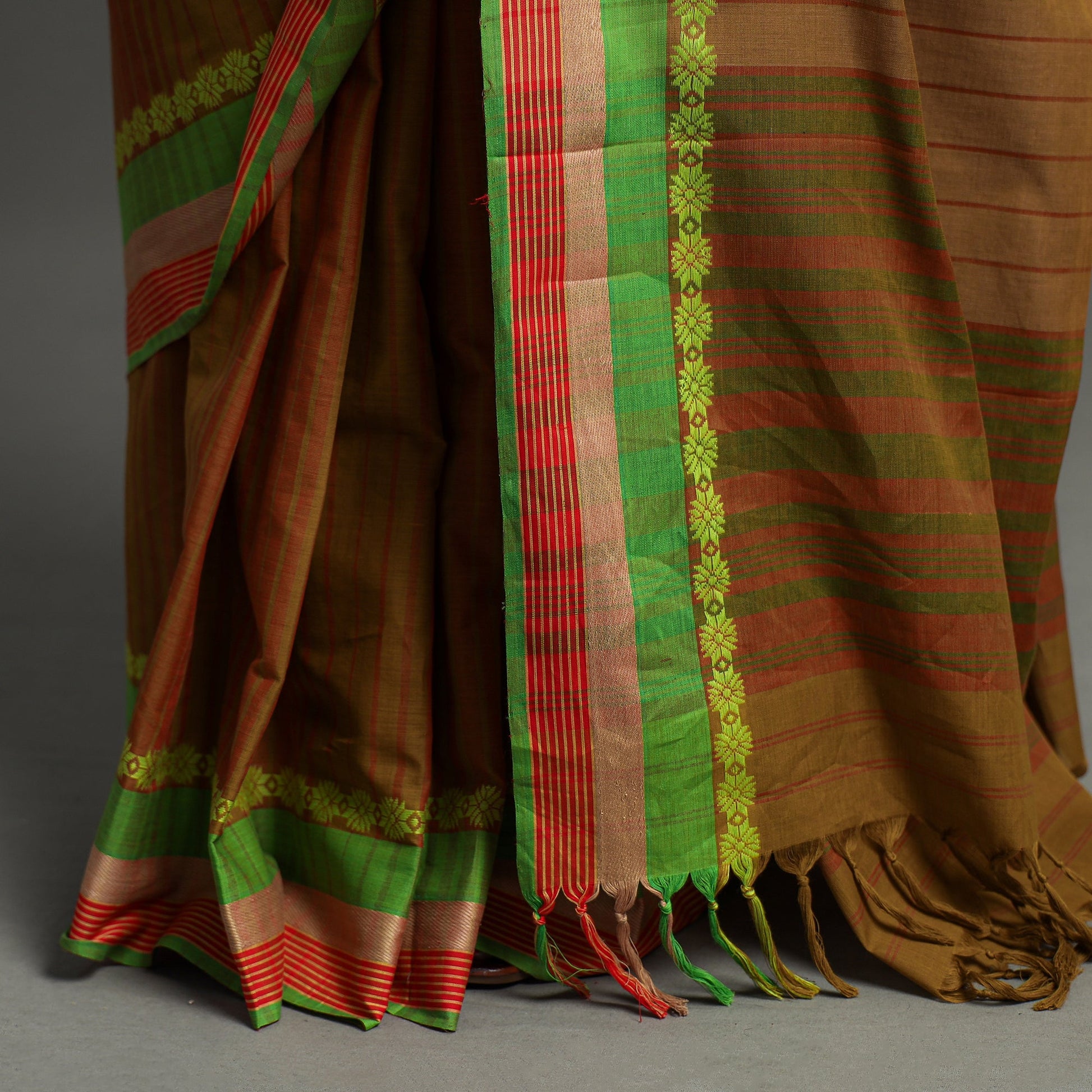 Brown - Begampuri Handloom Cotton Saree