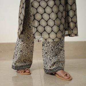 Beige - Chanderi Silk Hand Block Bagru Print Kurta Set 08