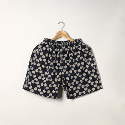 Blue - Block Print Cotton Unisex Bagru Shorts/Boxer 10