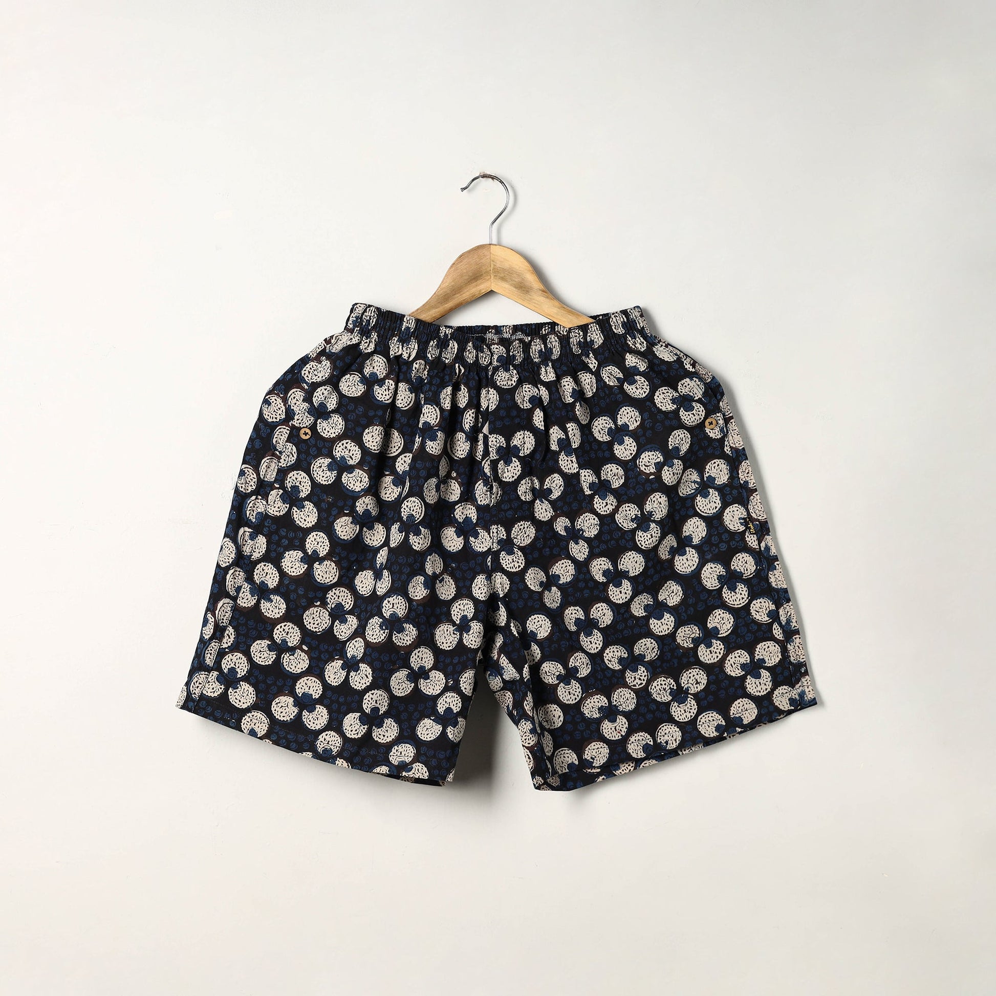 Blue - Block Print Cotton Unisex Bagru Shorts/Boxer 10