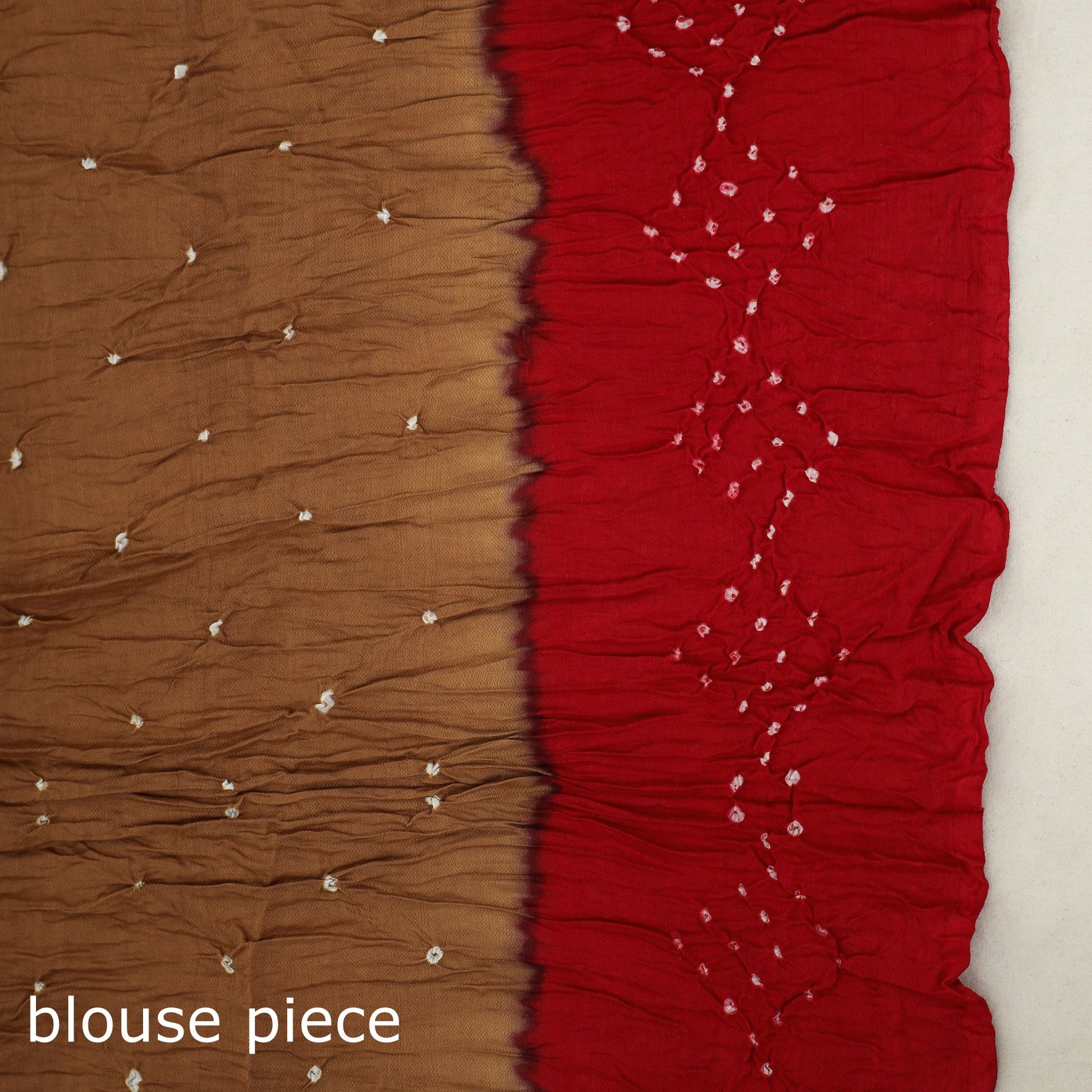 Brown - Kutch Bandhani Tie-Dye Cotton Saree with Blouse Piece