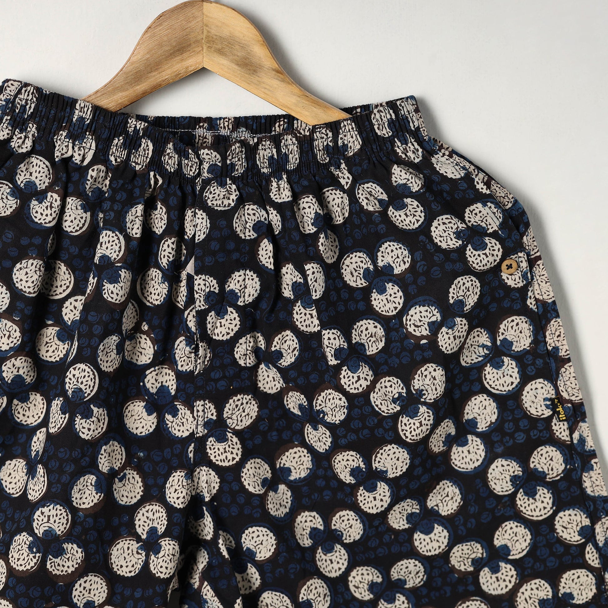 Blue - Block Print Cotton Unisex Bagru Shorts/Boxer 10