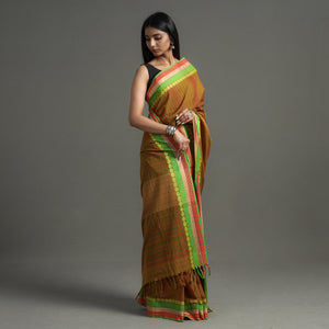 Brown - Begampuri Handloom Cotton Saree