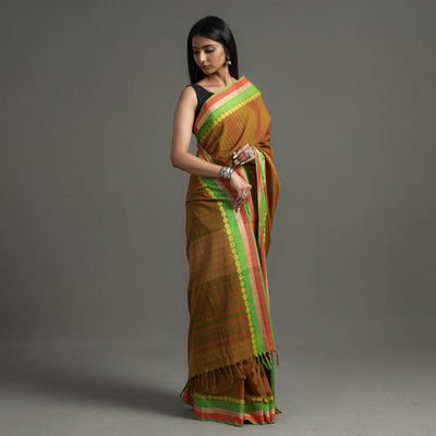 Brown - Begampuri Handloom Cotton Saree