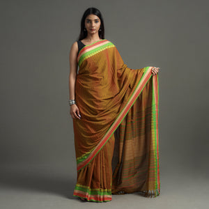 Brown - Begampuri Handloom Cotton Saree