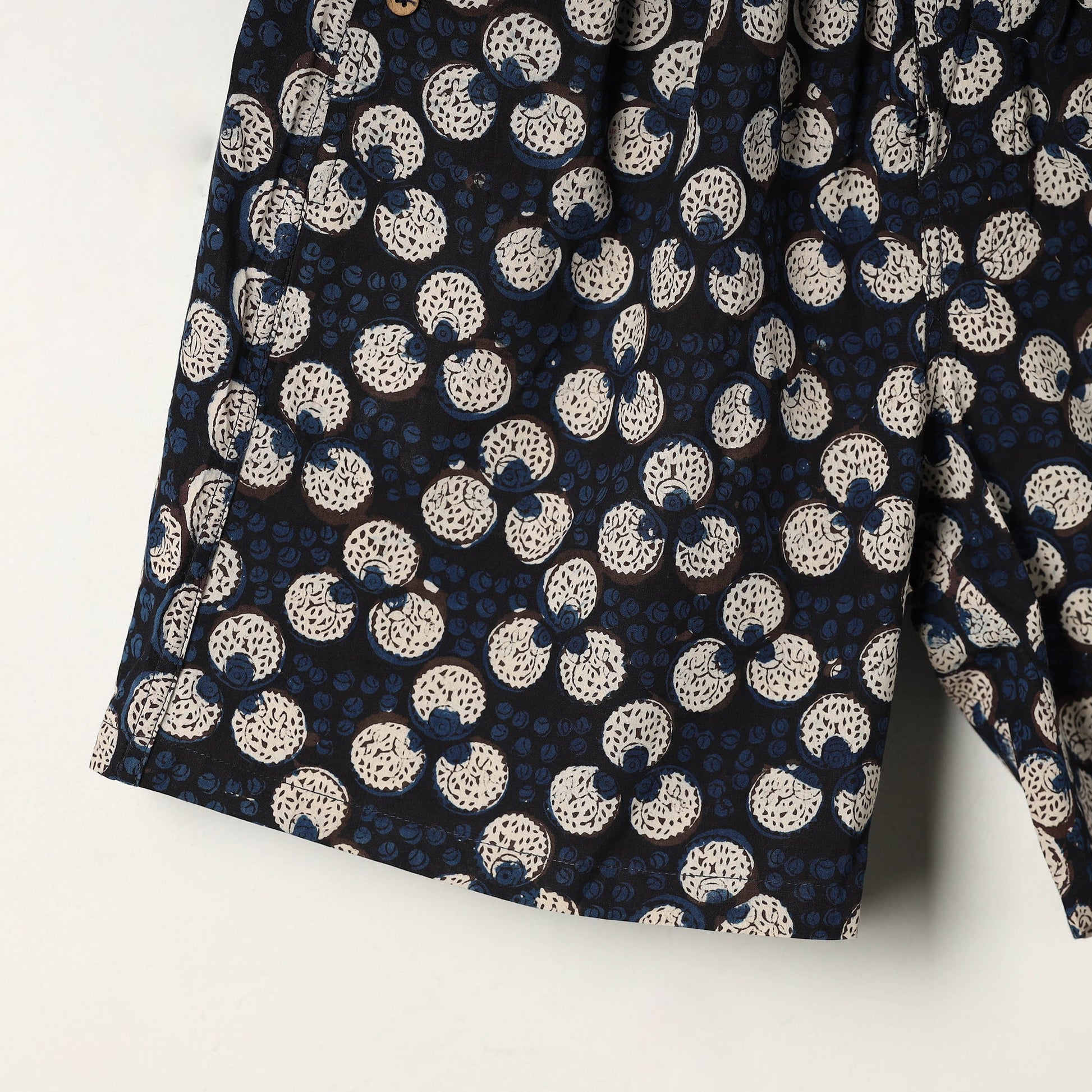 Blue - Block Print Cotton Unisex Bagru Shorts/Boxer 10