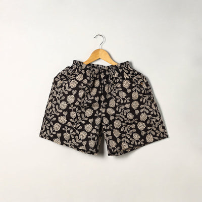 Black - Block Print Cotton Unisex Bagru Shorts/Boxer 09