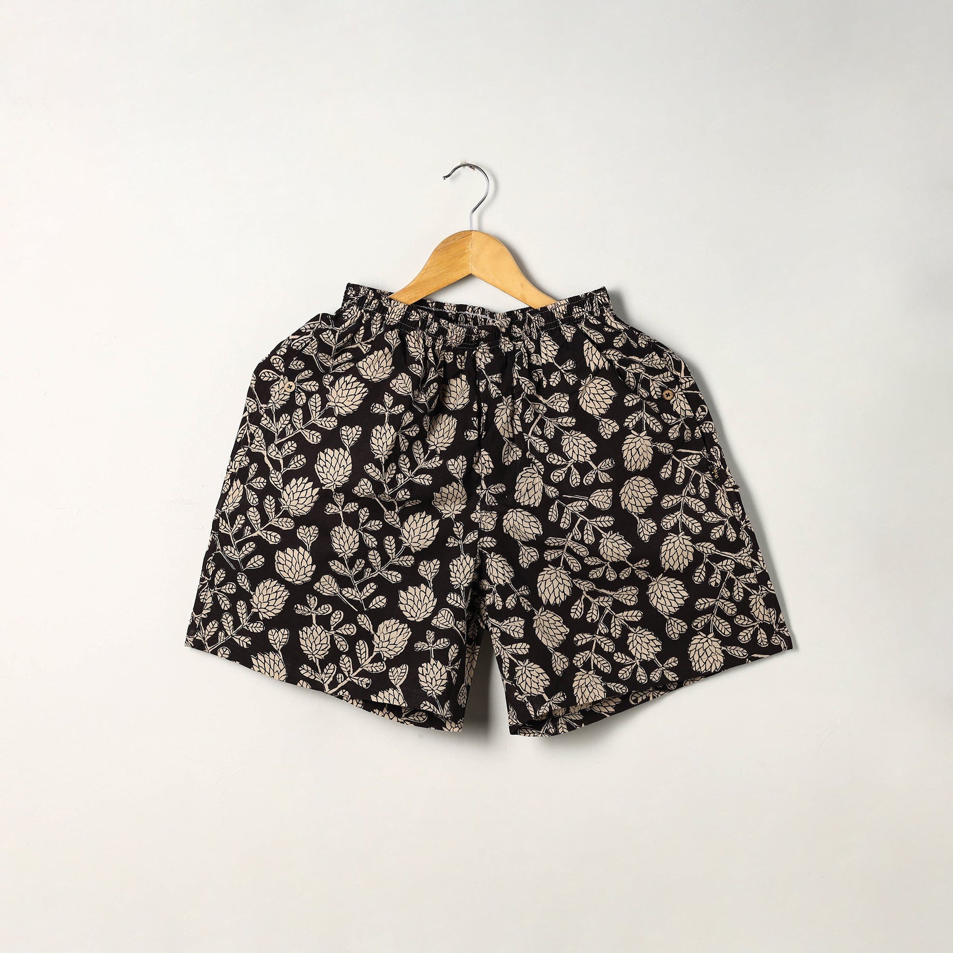 Black - Block Print Cotton Unisex Bagru Shorts/Boxer 09