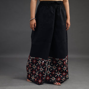 Black - Kantha Hand Embroidery Palazzo in Cotton 37
