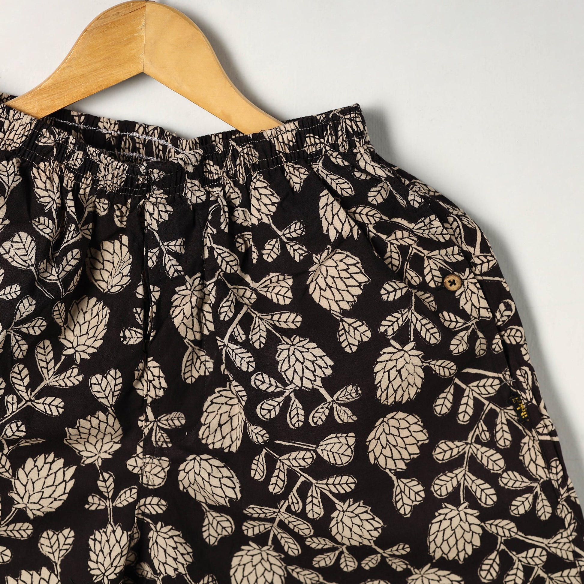 Black - Block Print Cotton Unisex Bagru Shorts/Boxer 09