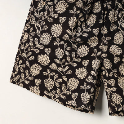 Black - Block Print Cotton Unisex Bagru Shorts/Boxer 09