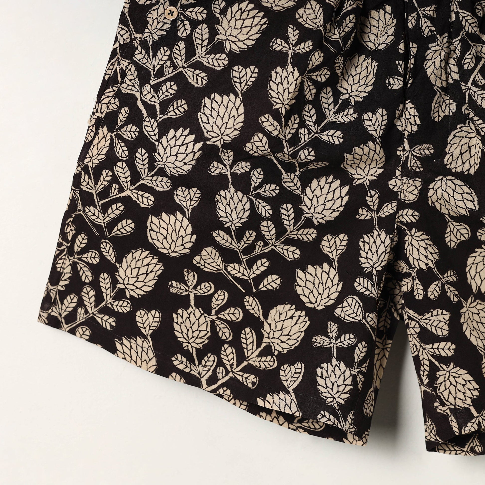 Black - Block Print Cotton Unisex Bagru Shorts/Boxer 09