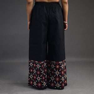 Black - Kantha Hand Embroidery Palazzo in Cotton 37