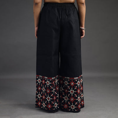 Black - Kantha Hand Embroidery Palazzo in Cotton 37