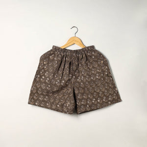 Brown - Block Print Cotton Unisex Bagru Shorts/Boxer 12