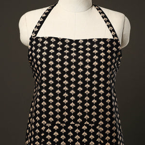 Black - Sanganeri Block Print Cotton Apron with Pocket 03