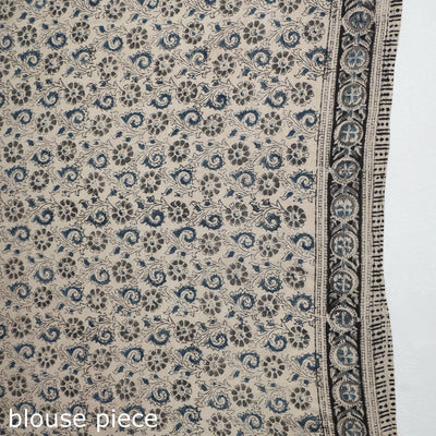 Black - Pedana Block Print Cotton Kalamkari Saree