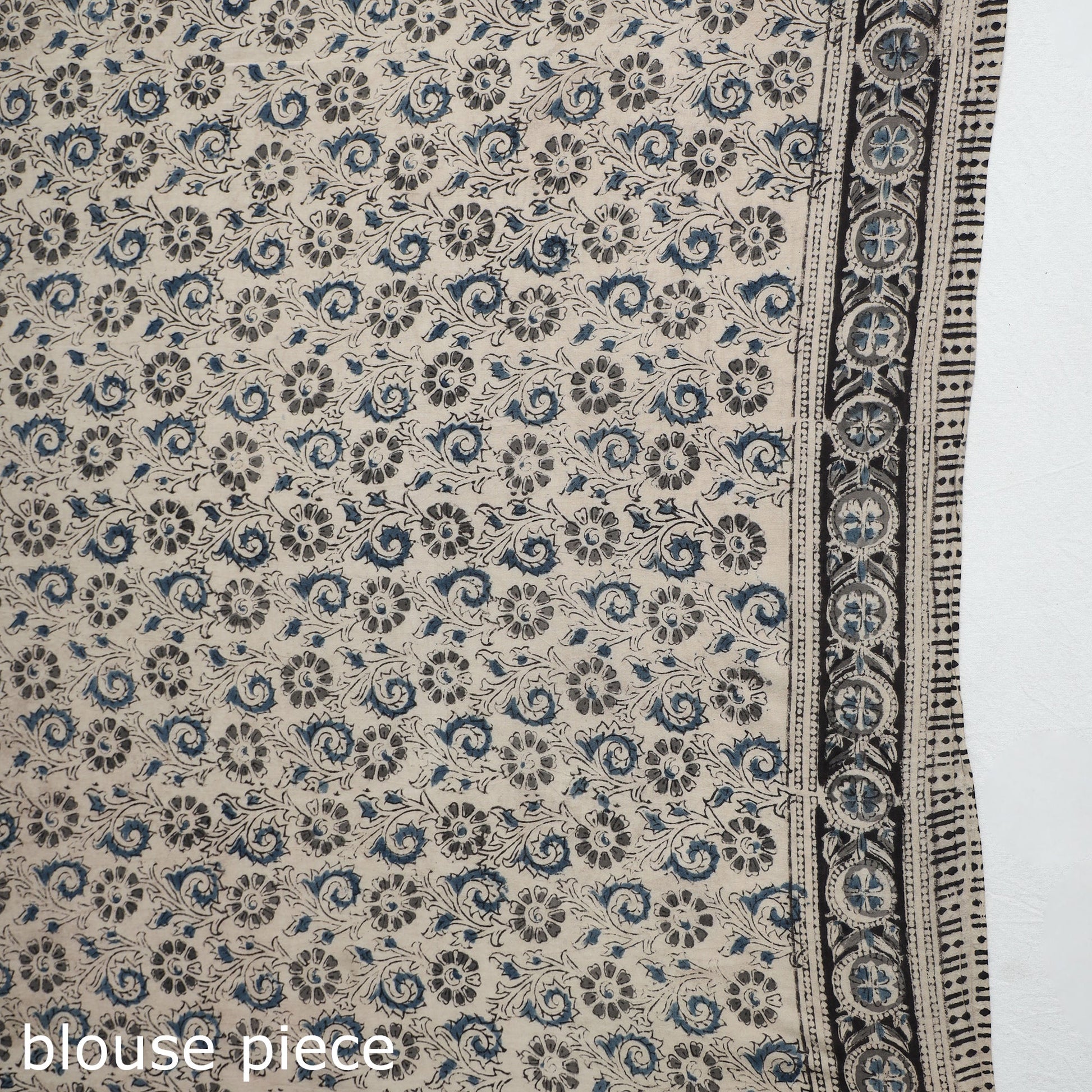 Black - Pedana Block Print Cotton Kalamkari Saree