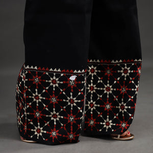 Black - Kantha Hand Embroidery Palazzo in Cotton 37