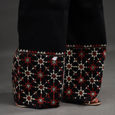 Black - Kantha Hand Embroidery Palazzo in Cotton 37