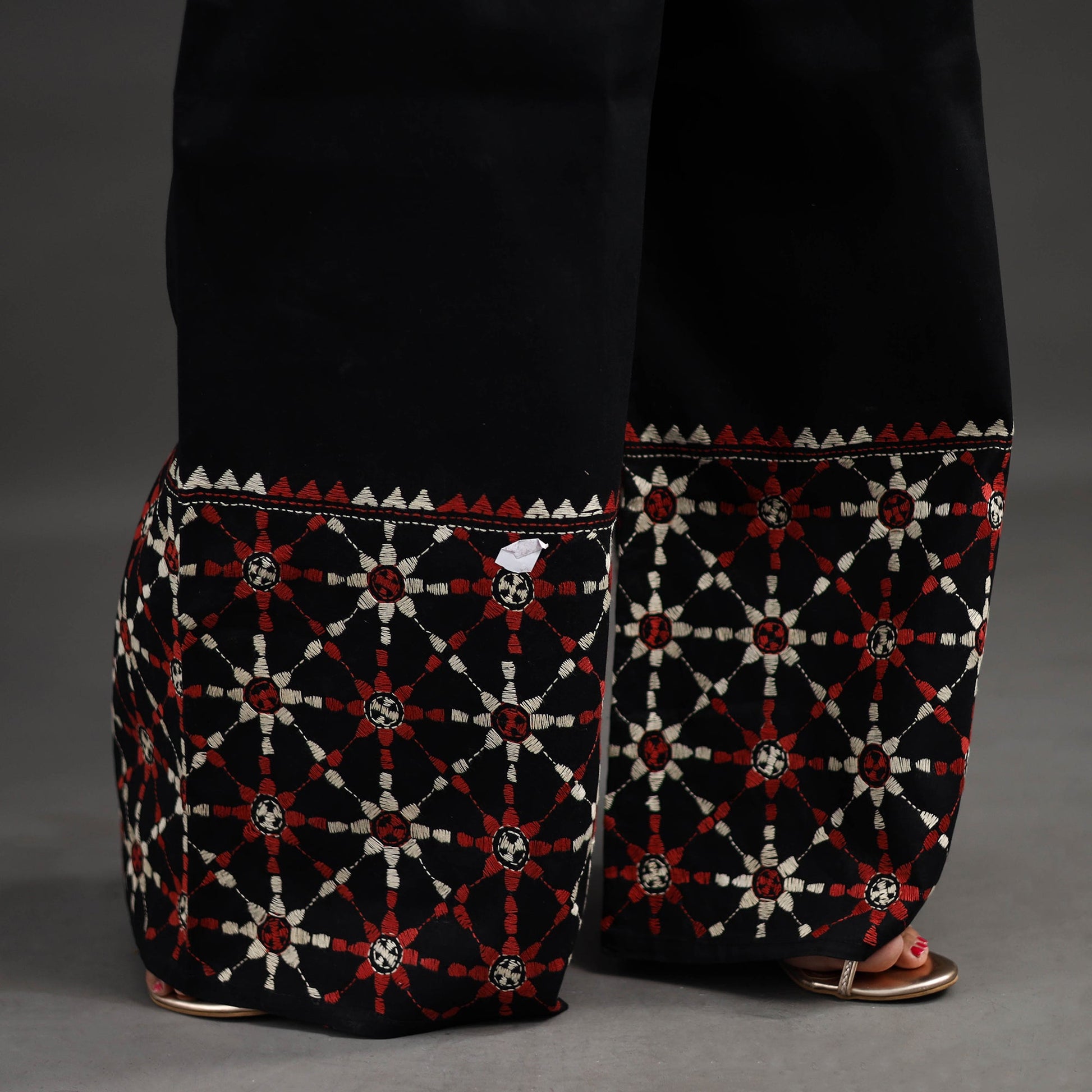 Black - Kantha Hand Embroidery Palazzo in Cotton 37