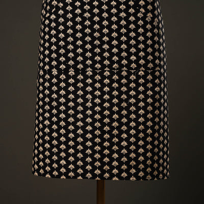 Black - Sanganeri Block Print Cotton Apron with Pocket 03
