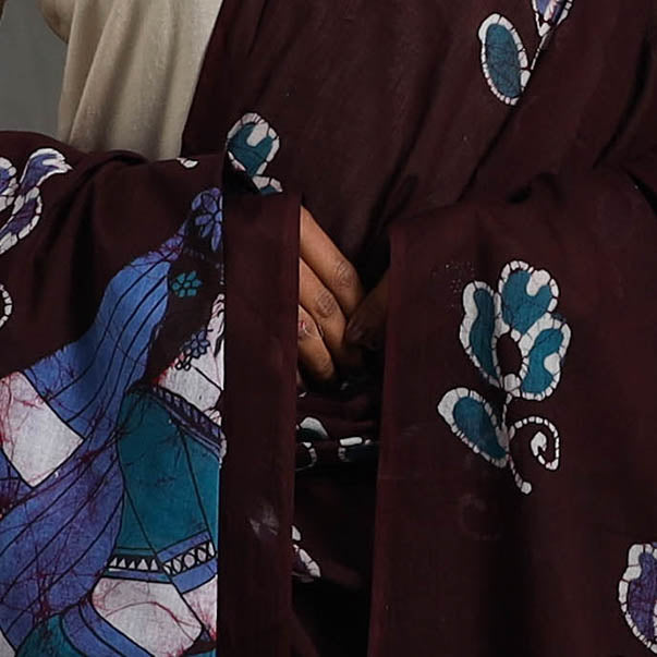 Brown - Cotton Hand Batik Print Dupatta 37