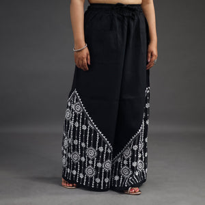 Black - Kantha Hand Embroidery Palazzo in Cotton 38