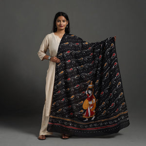 Black - Cotton Hand Batik Print Dupatta 38
