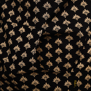 Black - Sanganeri Block Print Cotton Apron with Pocket 03