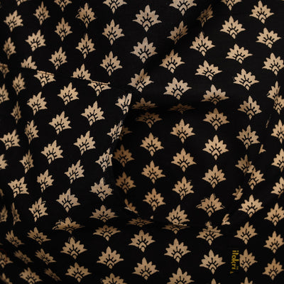 Black - Sanganeri Block Print Cotton Apron with Pocket 03