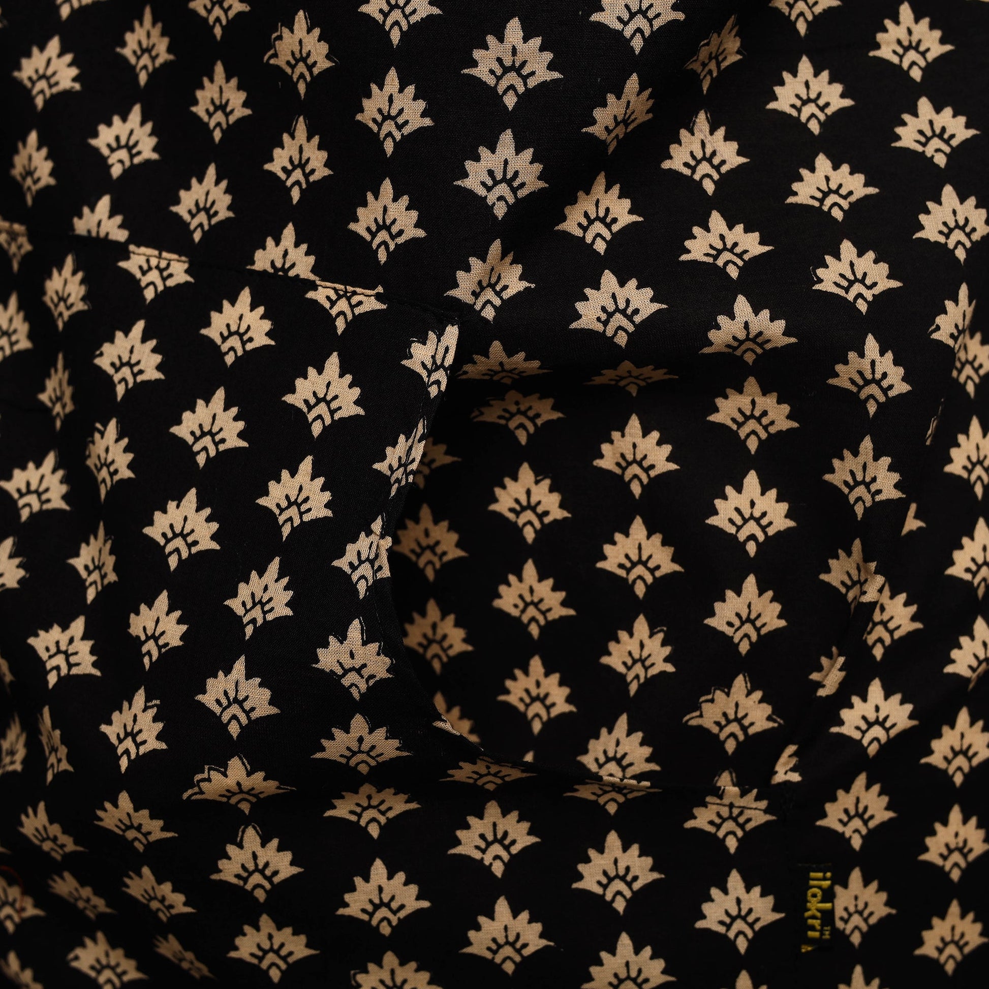 Black - Sanganeri Block Print Cotton Apron with Pocket 03