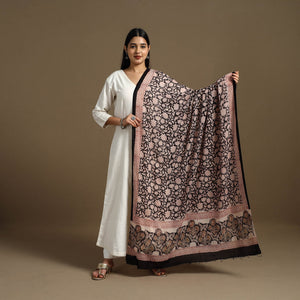 Black - Block Print Mul Cotton Bagru Dupatta 01