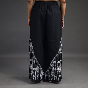 Black - Kantha Hand Embroidery Palazzo in Cotton 38