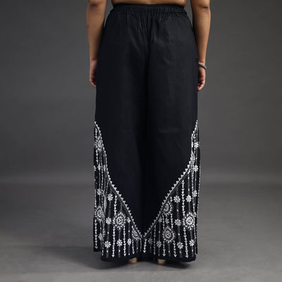 Black - Kantha Hand Embroidery Palazzo in Cotton 38
